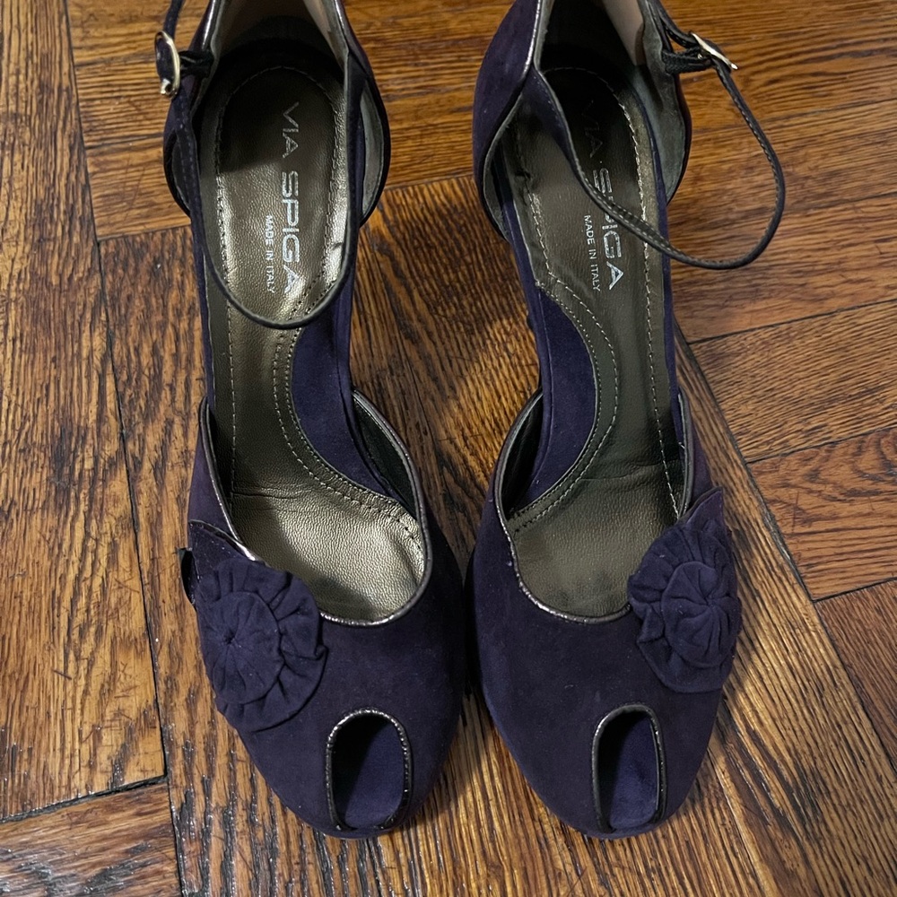 Via Spiga Pumps, Purple Suede Shoes, Purple Heels